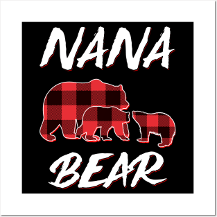 Nana Bear Red Plaid Christmas Pajama Matching Family Gift Posters and Art